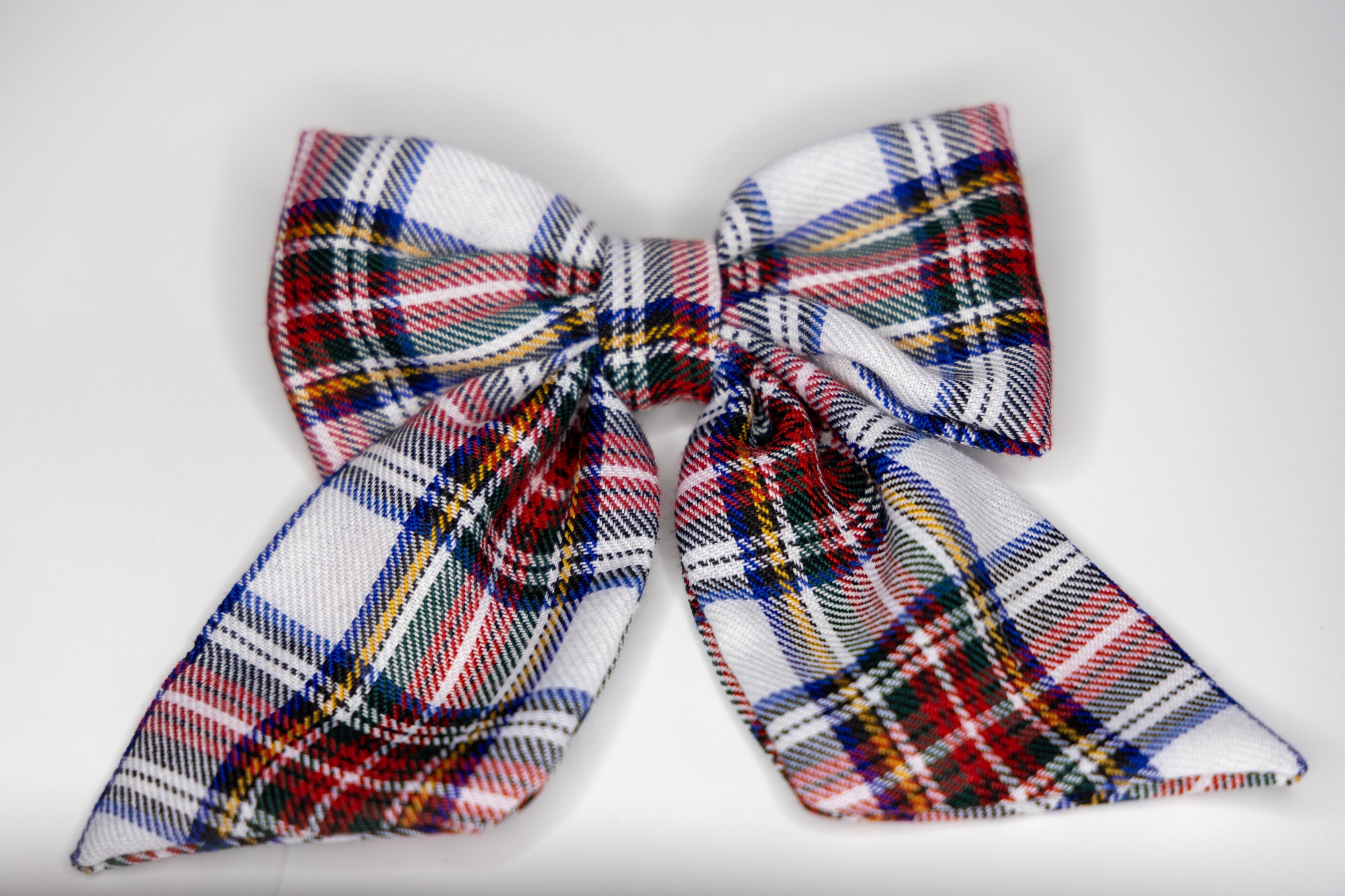 White Checked Bow