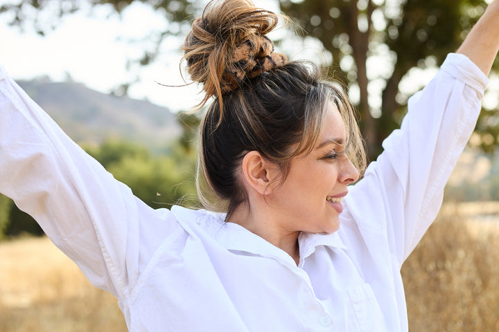 Teddy Fluffy Scrunchie Pink Print