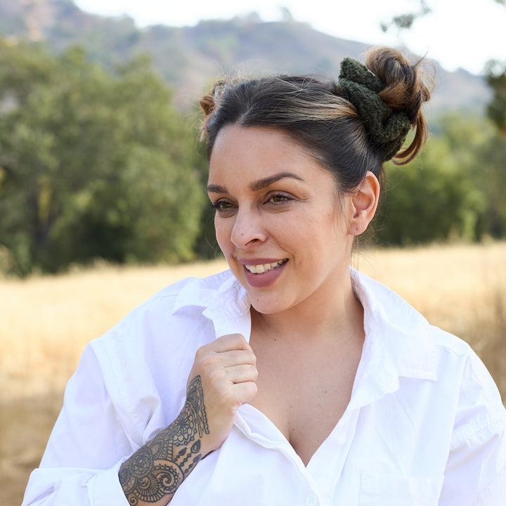 Richa Teddy Textured Soft Scrunchie Military Green