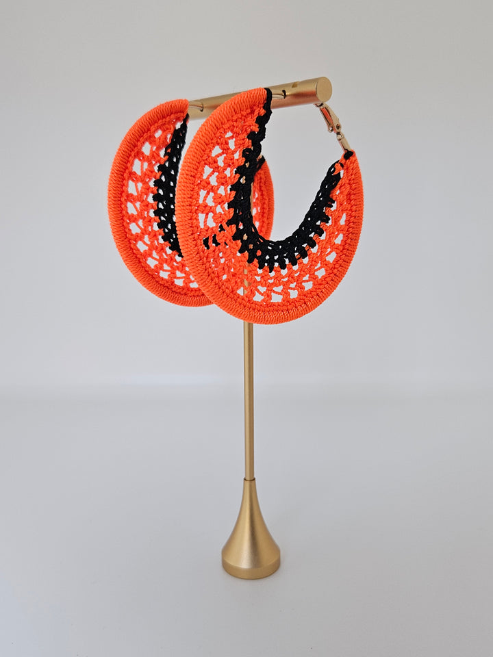 Gina Earrings Orange & Black