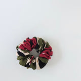Print Satin Scrunchie Green & Maroon