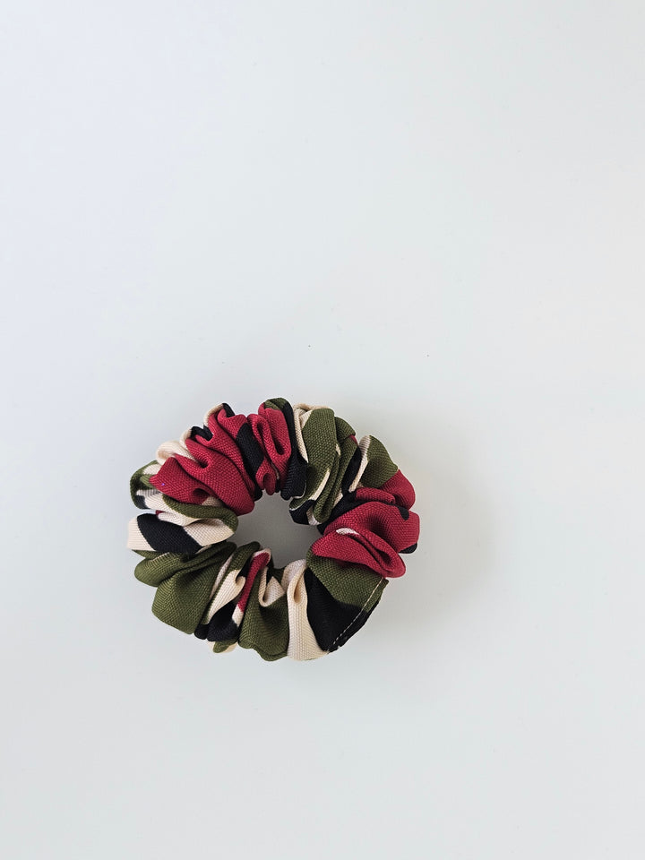 Print Satin Scrunchie Green & Maroon