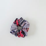 Print Satin Scrunchie Purple & Gray