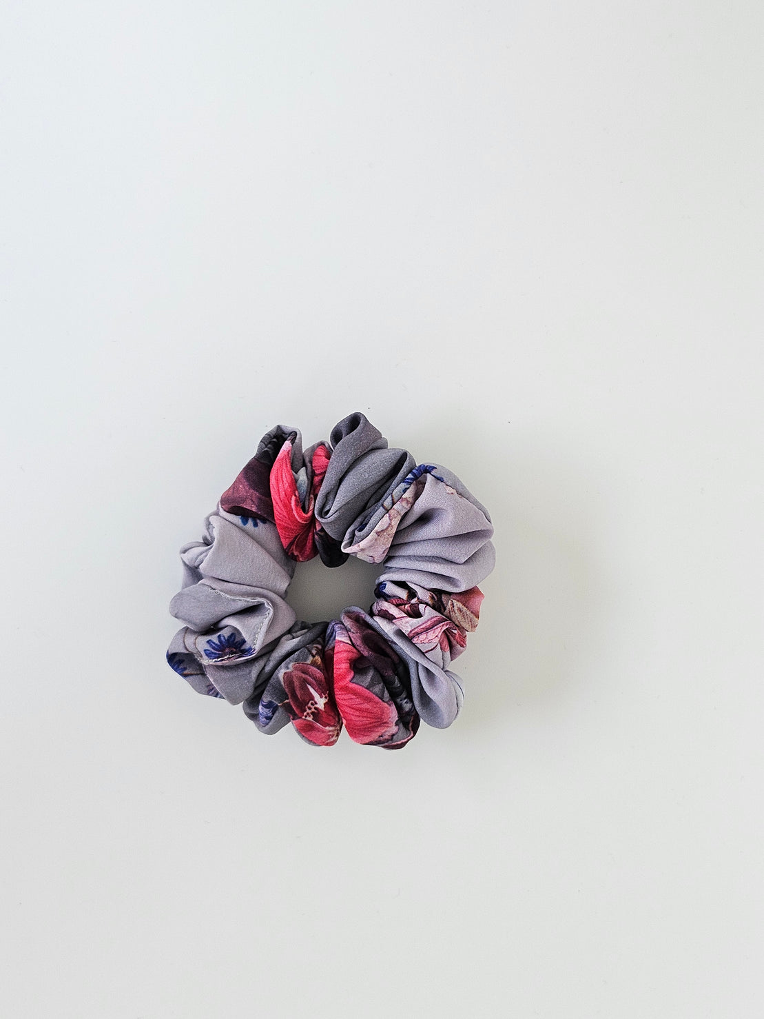 Print Satin Scrunchie Purple & Gray