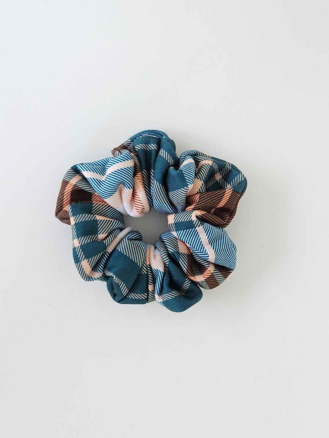 Plaid Scrunchie Teal