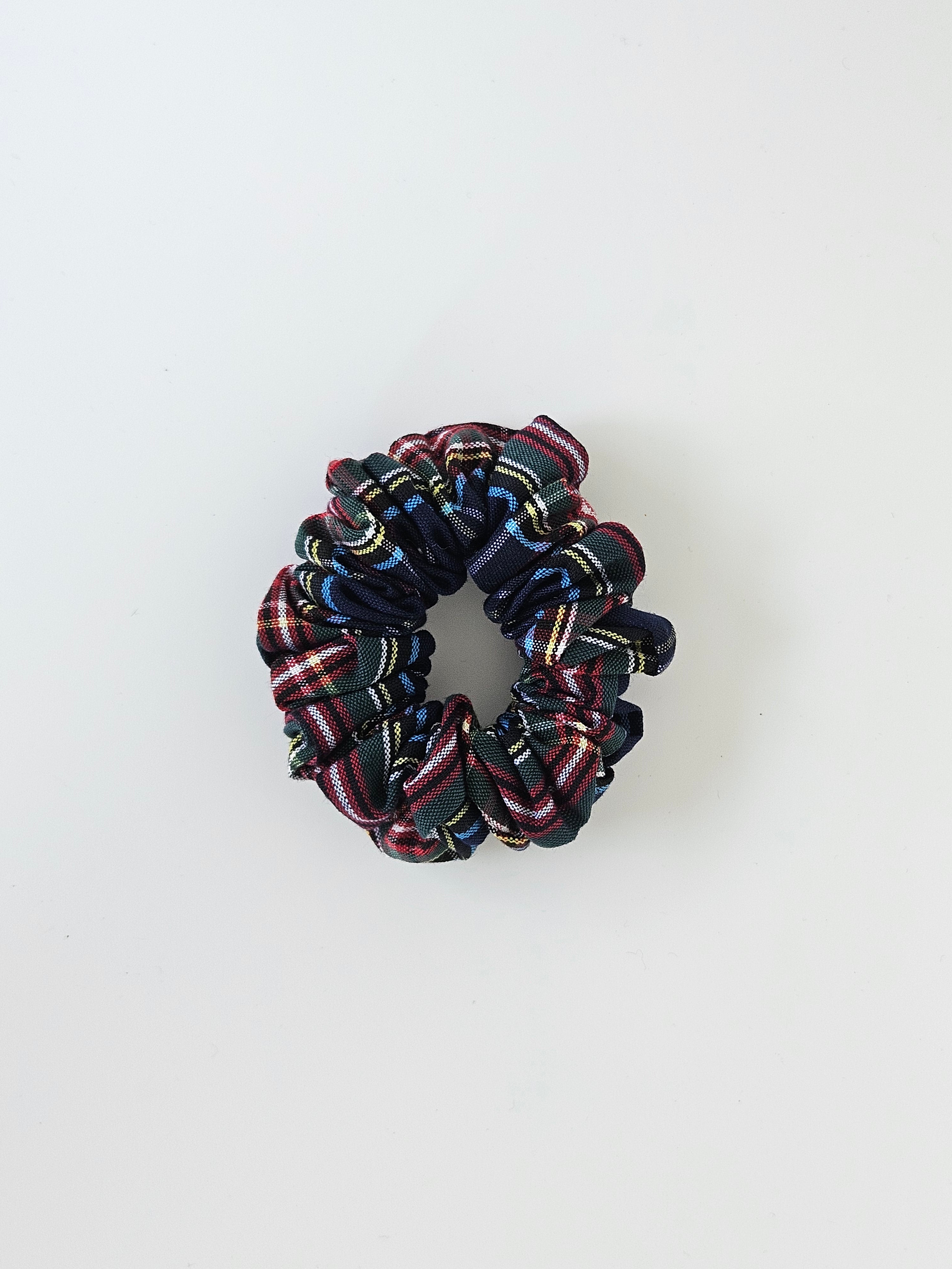 Plaid Scrunchie Holiday Inspired Navy