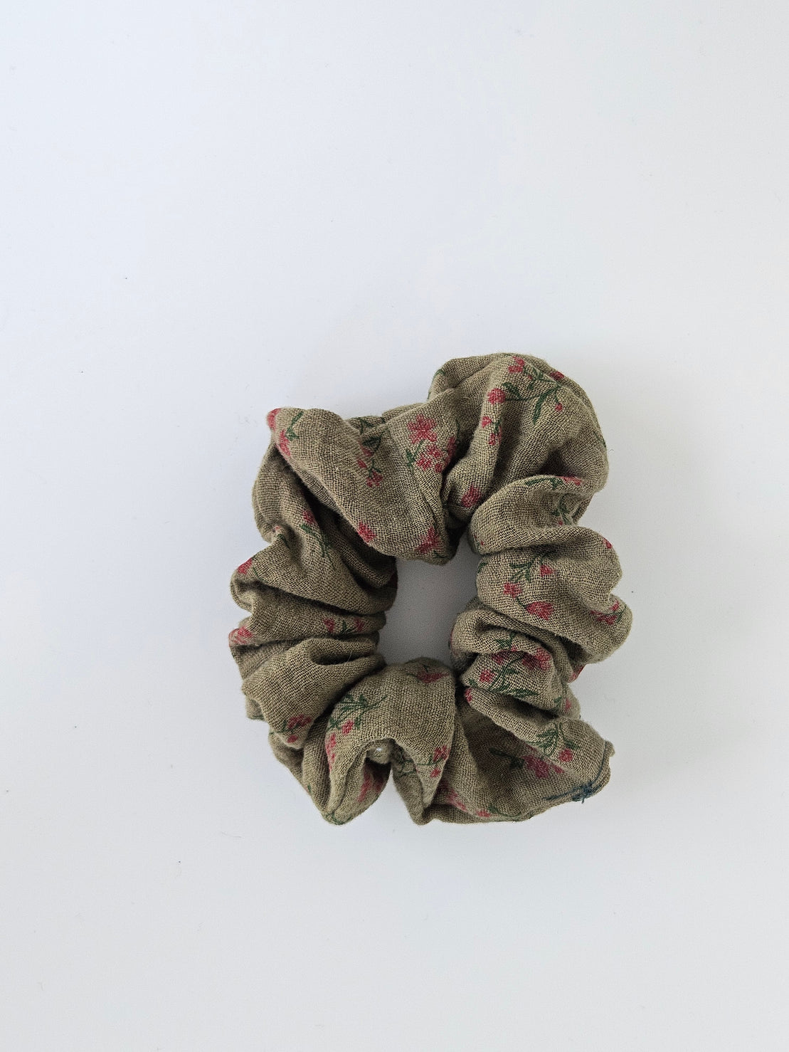 Linen Floral Print Scrunchie Mustard