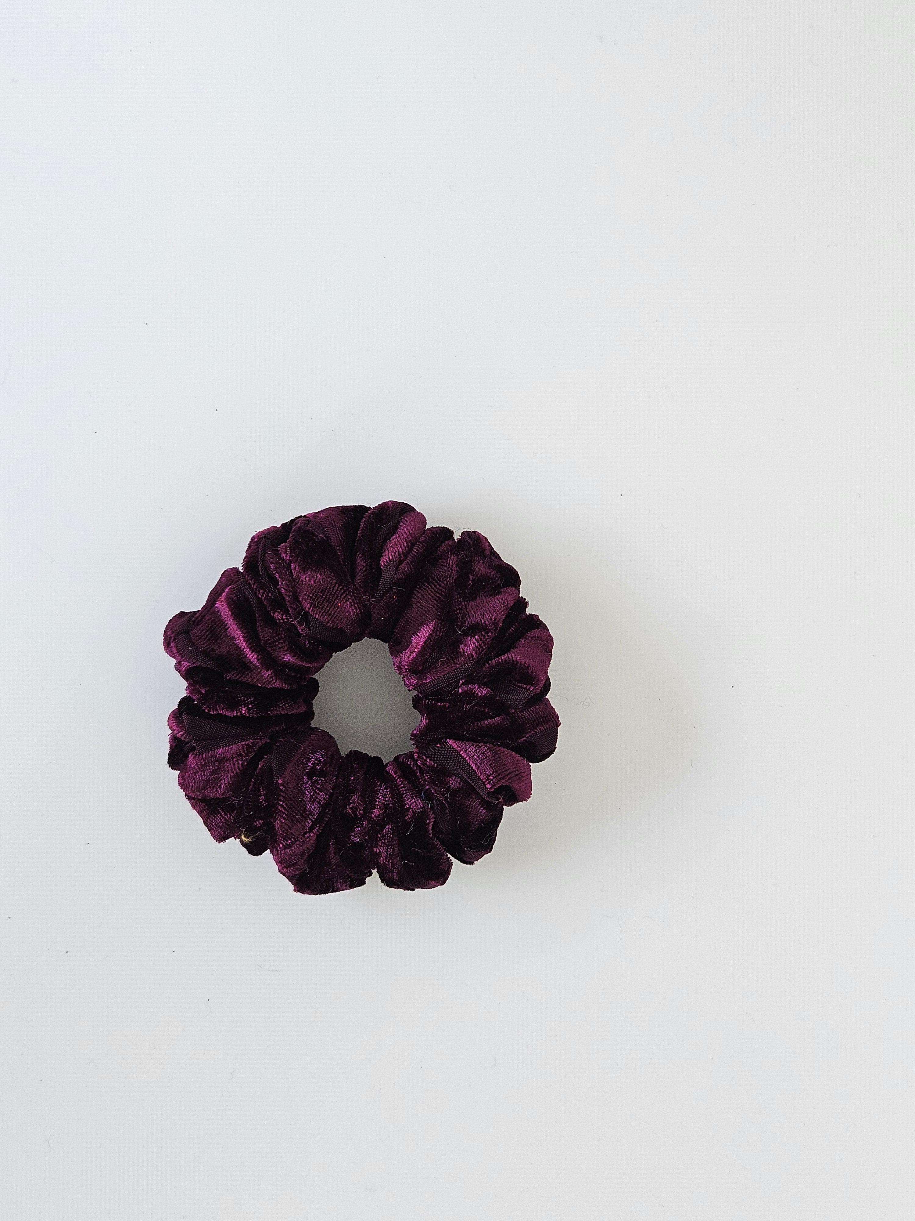 Velvet Ribbed Purple Scrunchie