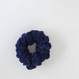 Velvet Ribbed Blue Scrunchie