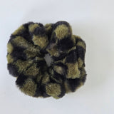 Teddy Fluffy Scrunchie Tan Print