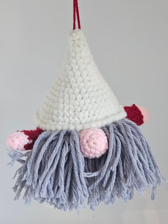 Crochet Gnome White Hat Ornament