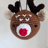Crochet Rudolph Raindeer Brown Ornament