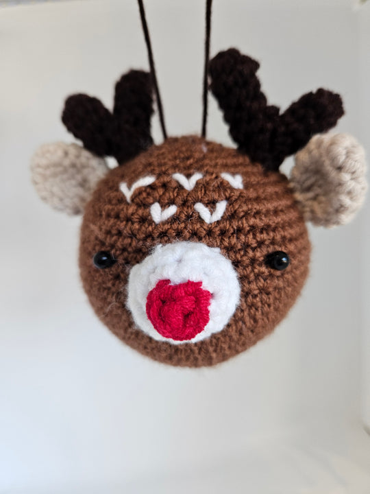 Crochet Rudolph Raindeer Brown Ornament