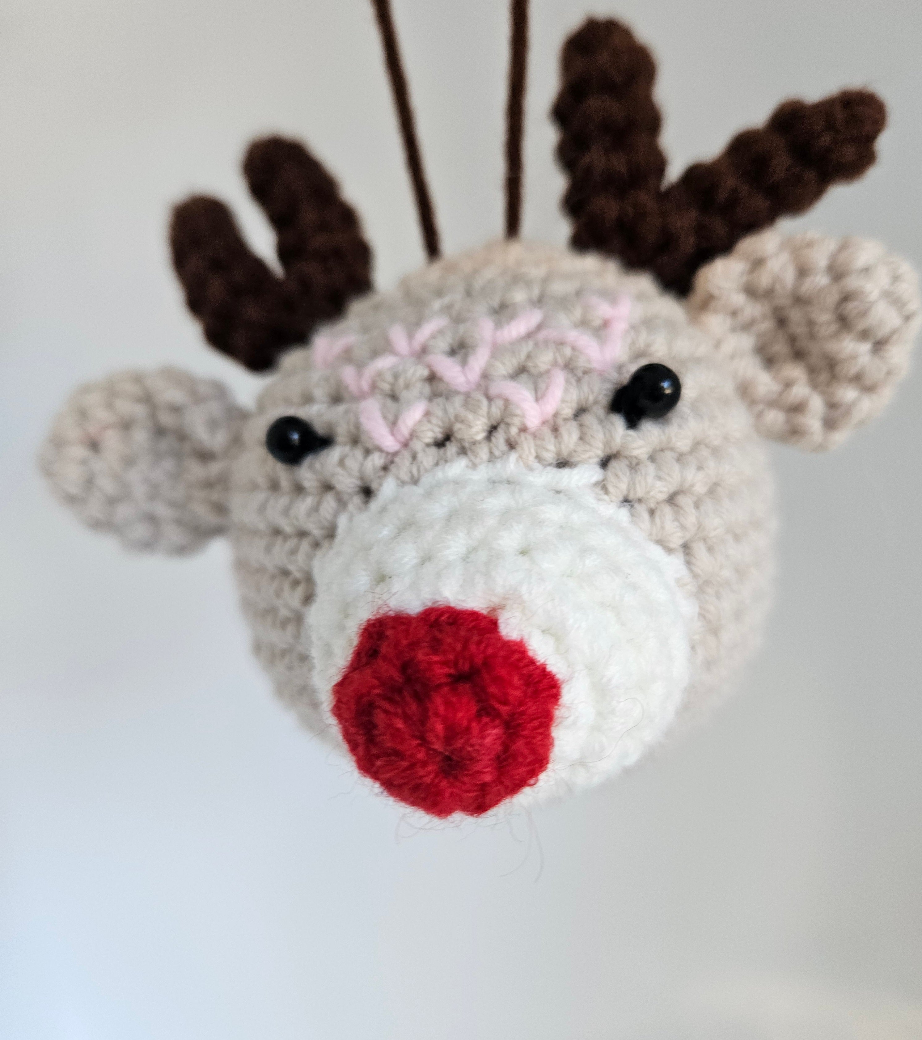 Crochet Rudolph Raindeer Beige Ornament