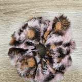 Teddy Fluffy Scrunchie Tan Print