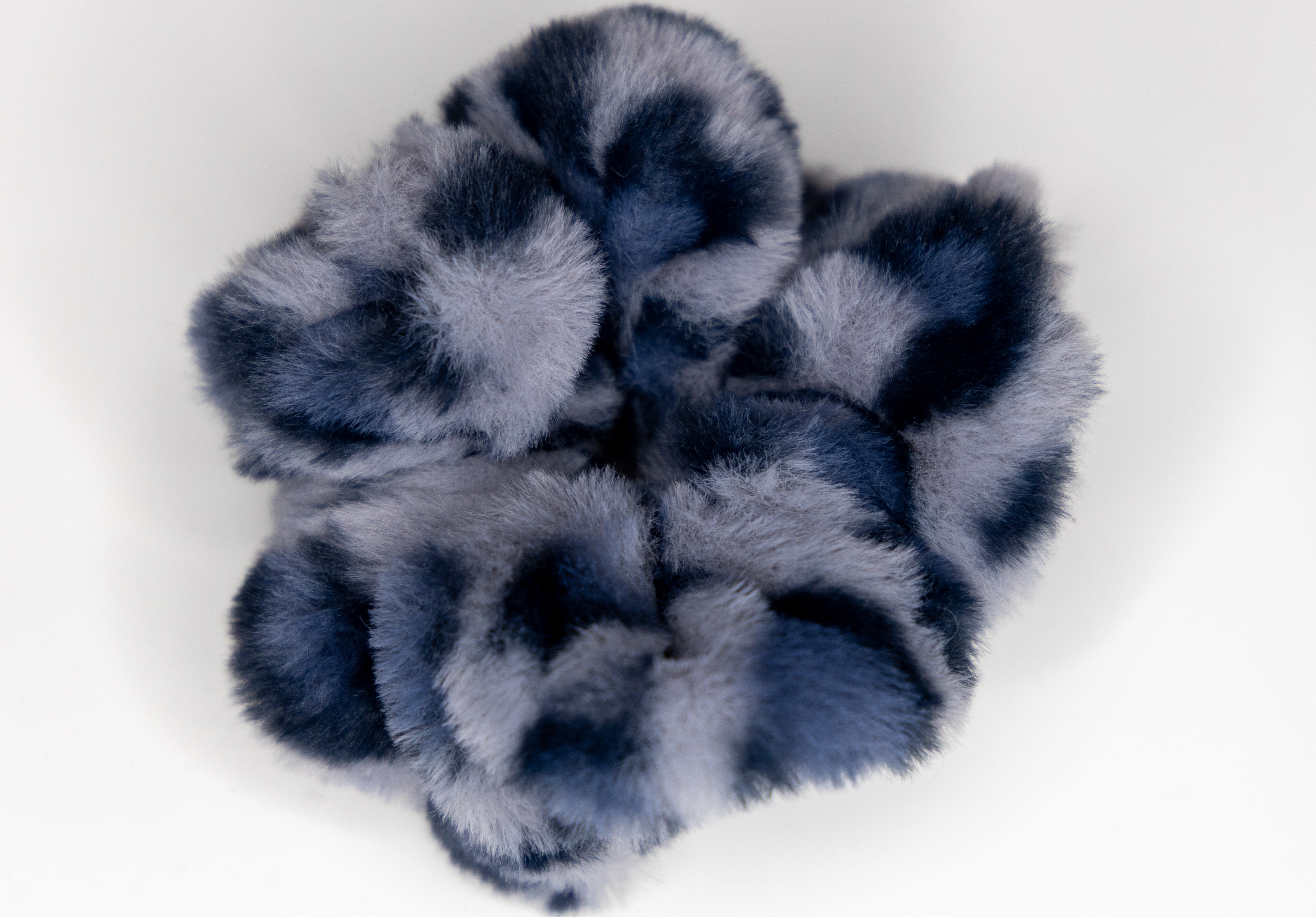 Blue Leopard faux fur scrunchie