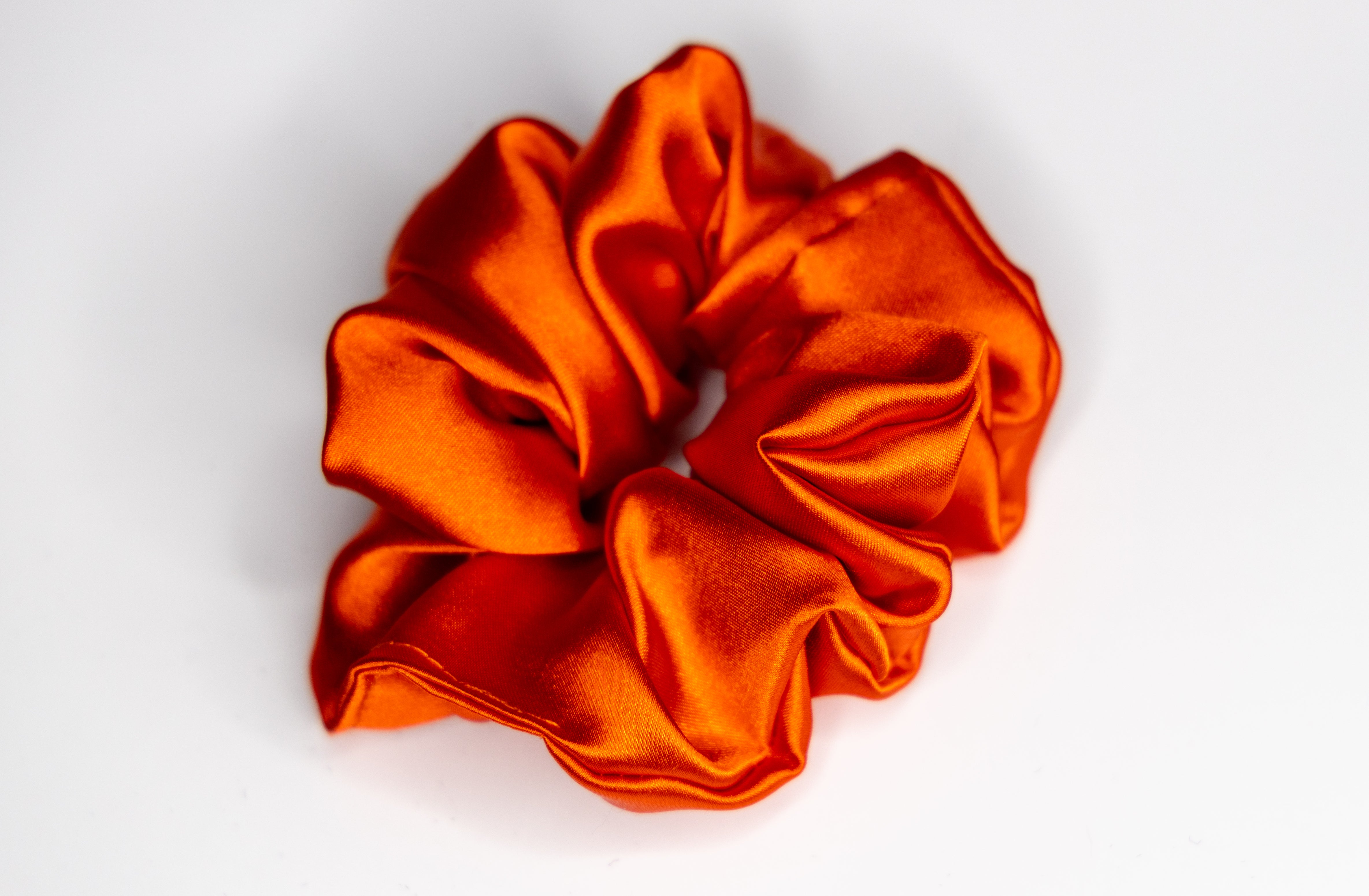 Bright Mango satin scrunchie