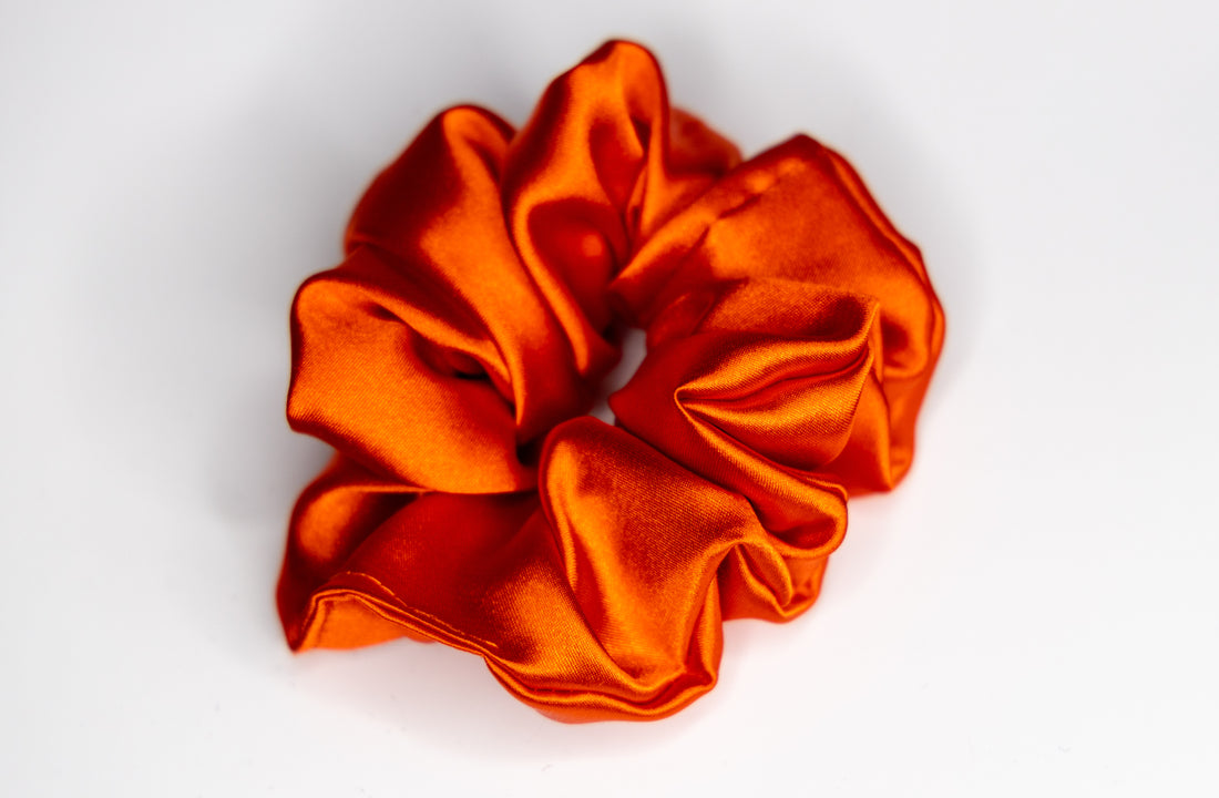 Bright Mango satin scrunchie