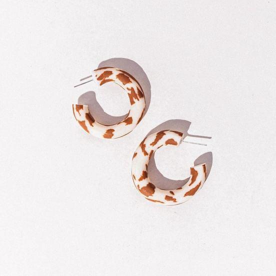 Dr Christine Earrings Brown Cow Print