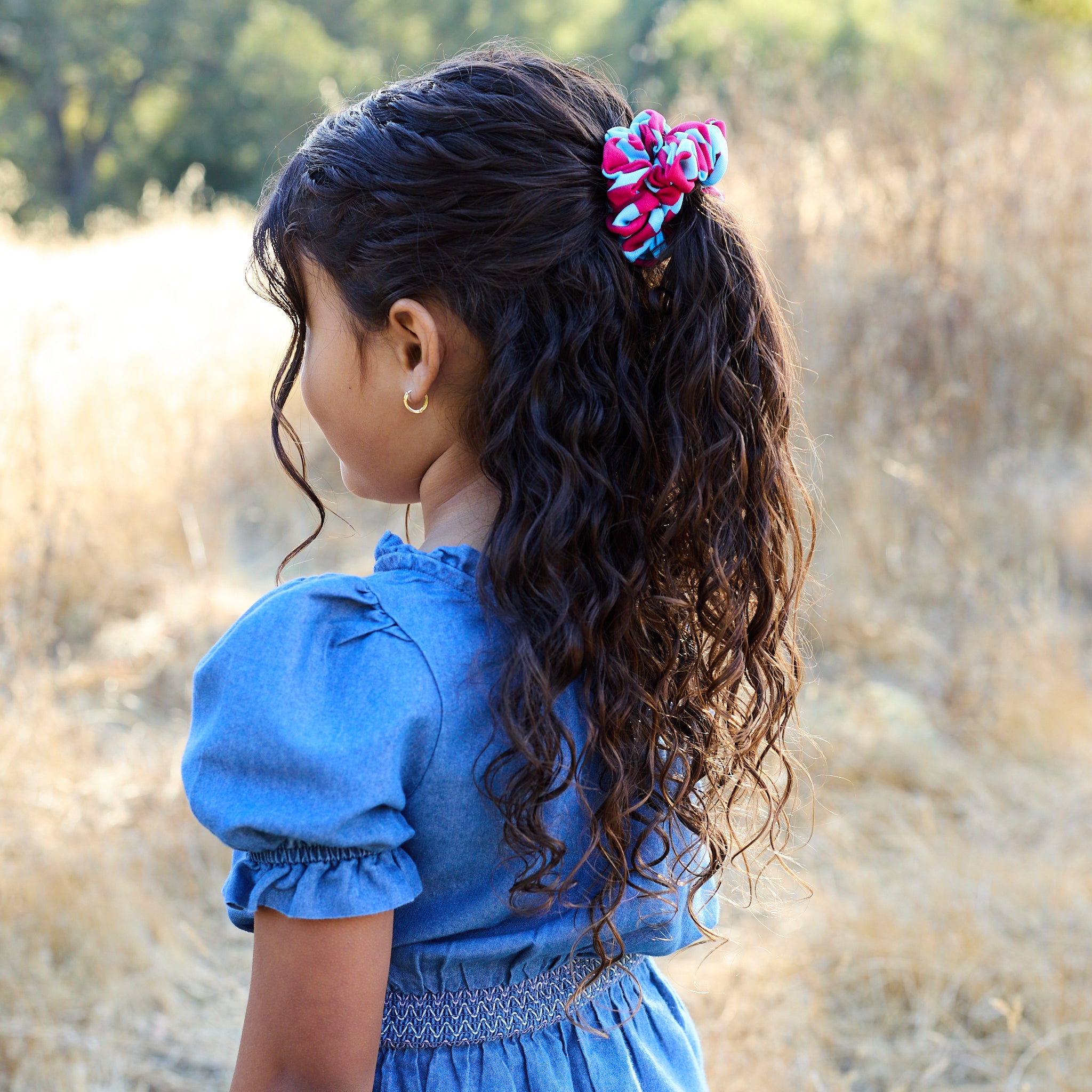 Print Scrunchie Blue & Pink