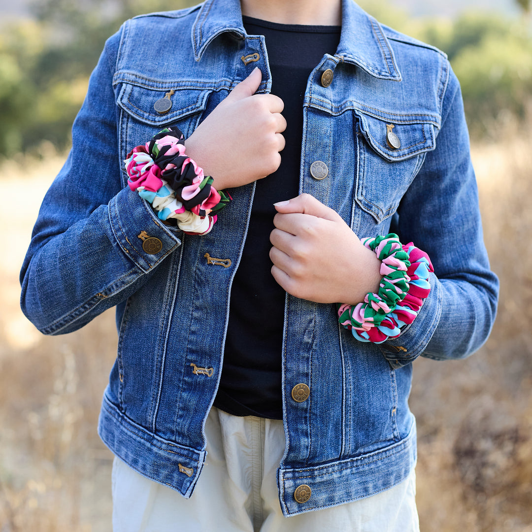 Print Scrunchie Green & Pink