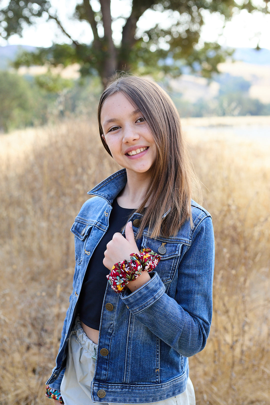 Print Scrunchie Teal and Red