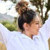 Teddy Fluffy Scrunchie Tan Print
