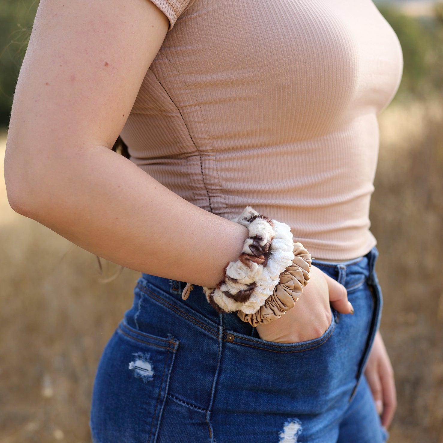 Velvet Velour Cream Scrunchie