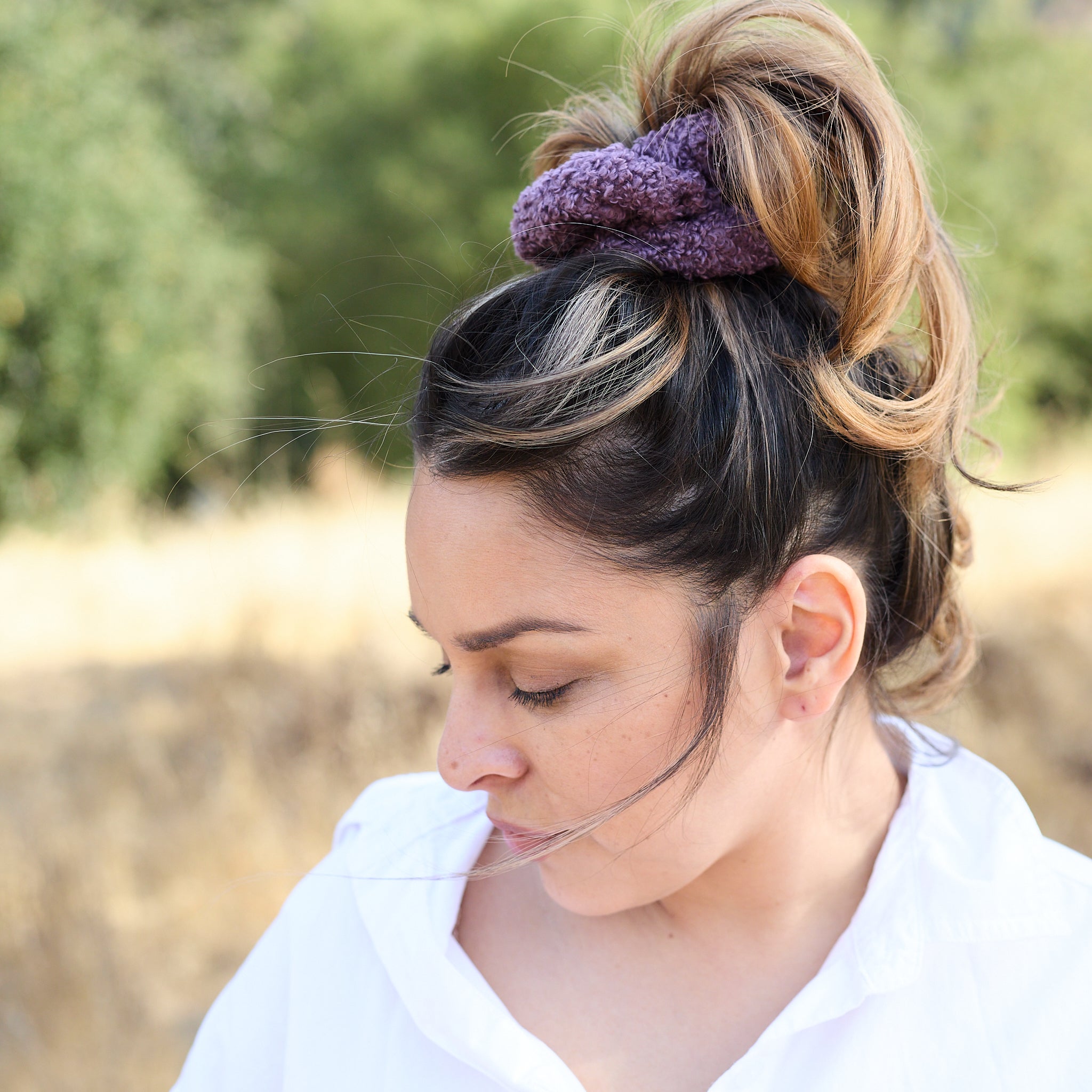 Richa Teddy Textured Soft Scrunchie Purple