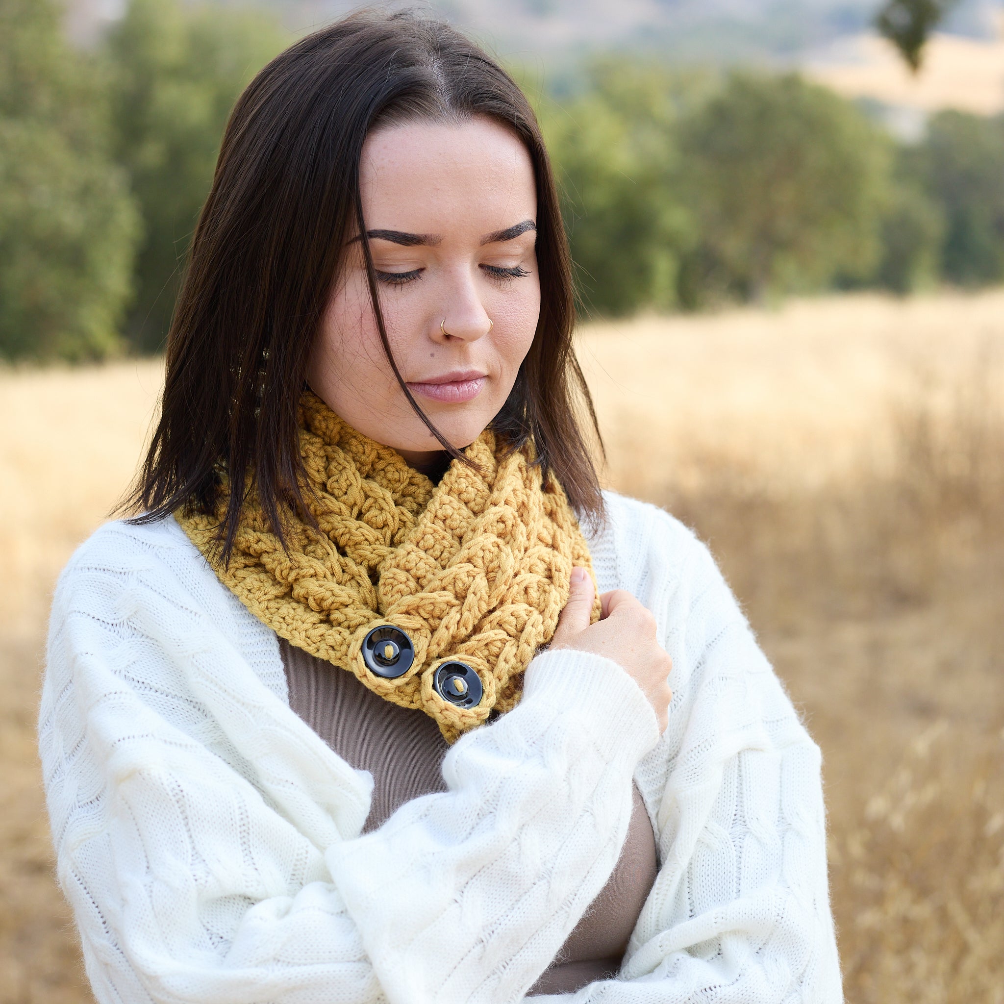 Laura Cowl Scarf Mustard