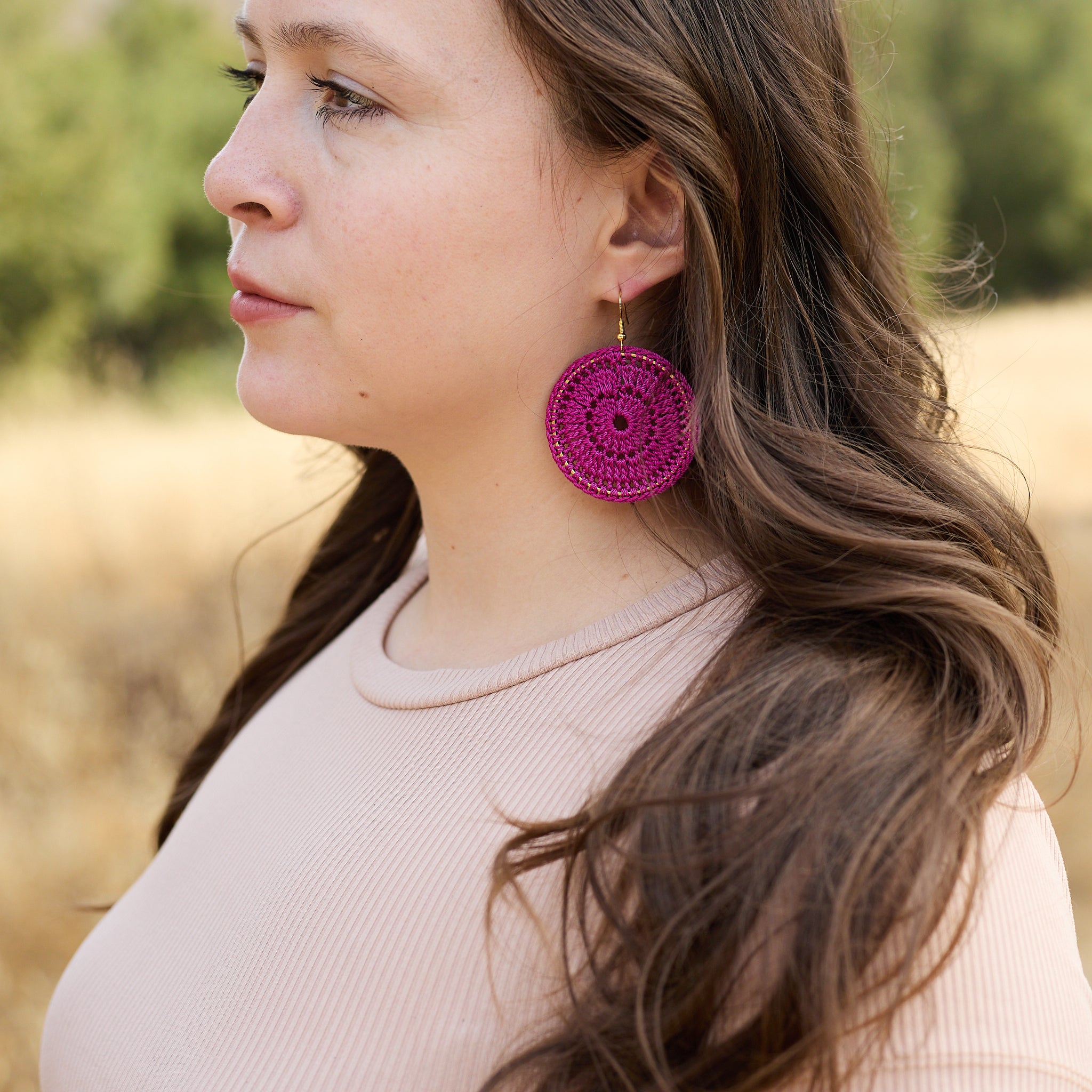 Rebecca Hoop Earrings Magenta