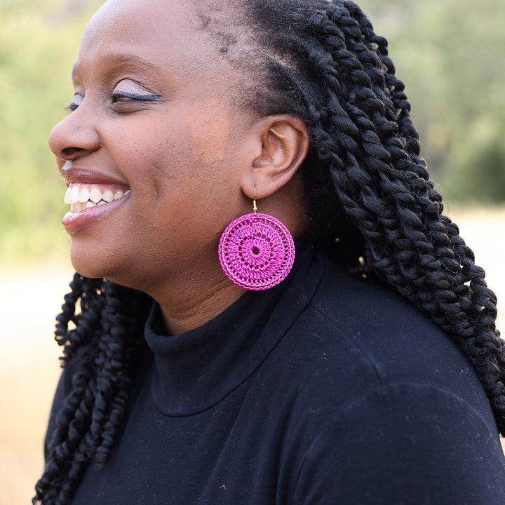 Rebecca Hoop Earrings Magenta