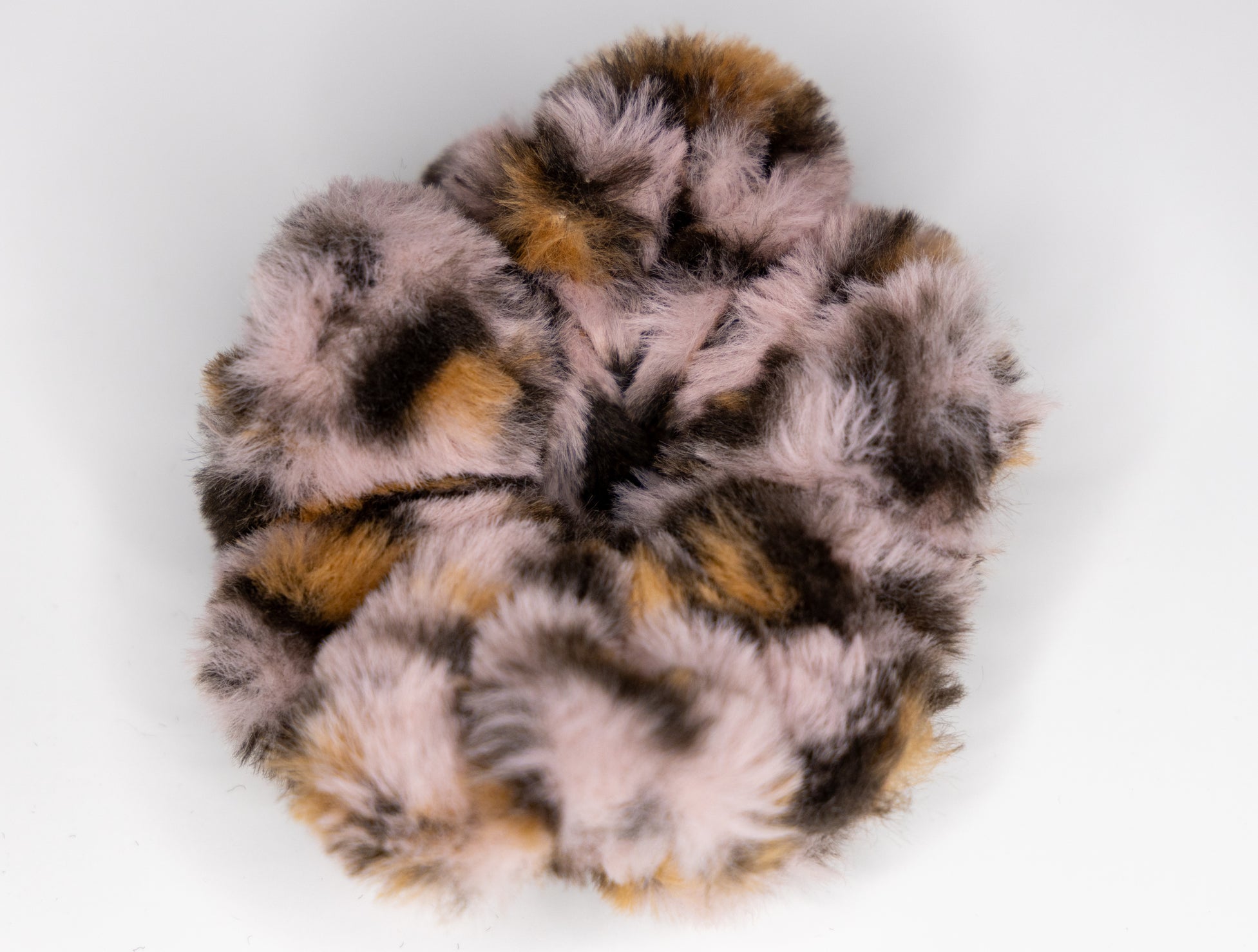 Pink Leopard faux fur scrunchie