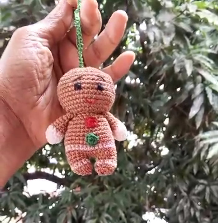 Crochet Gingerbread Man Tiny Ornament