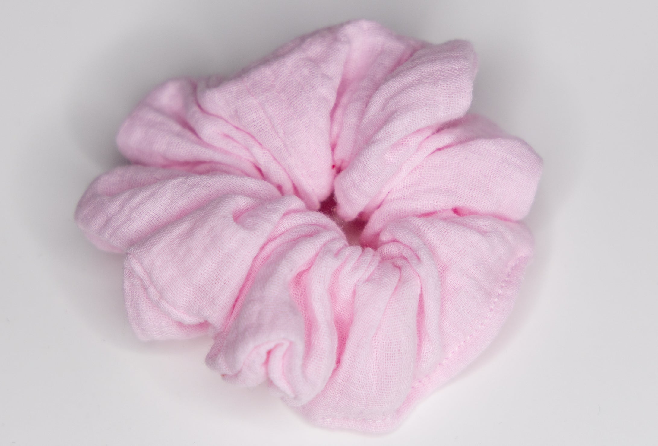 Stevie Pink Muslin scrunchie