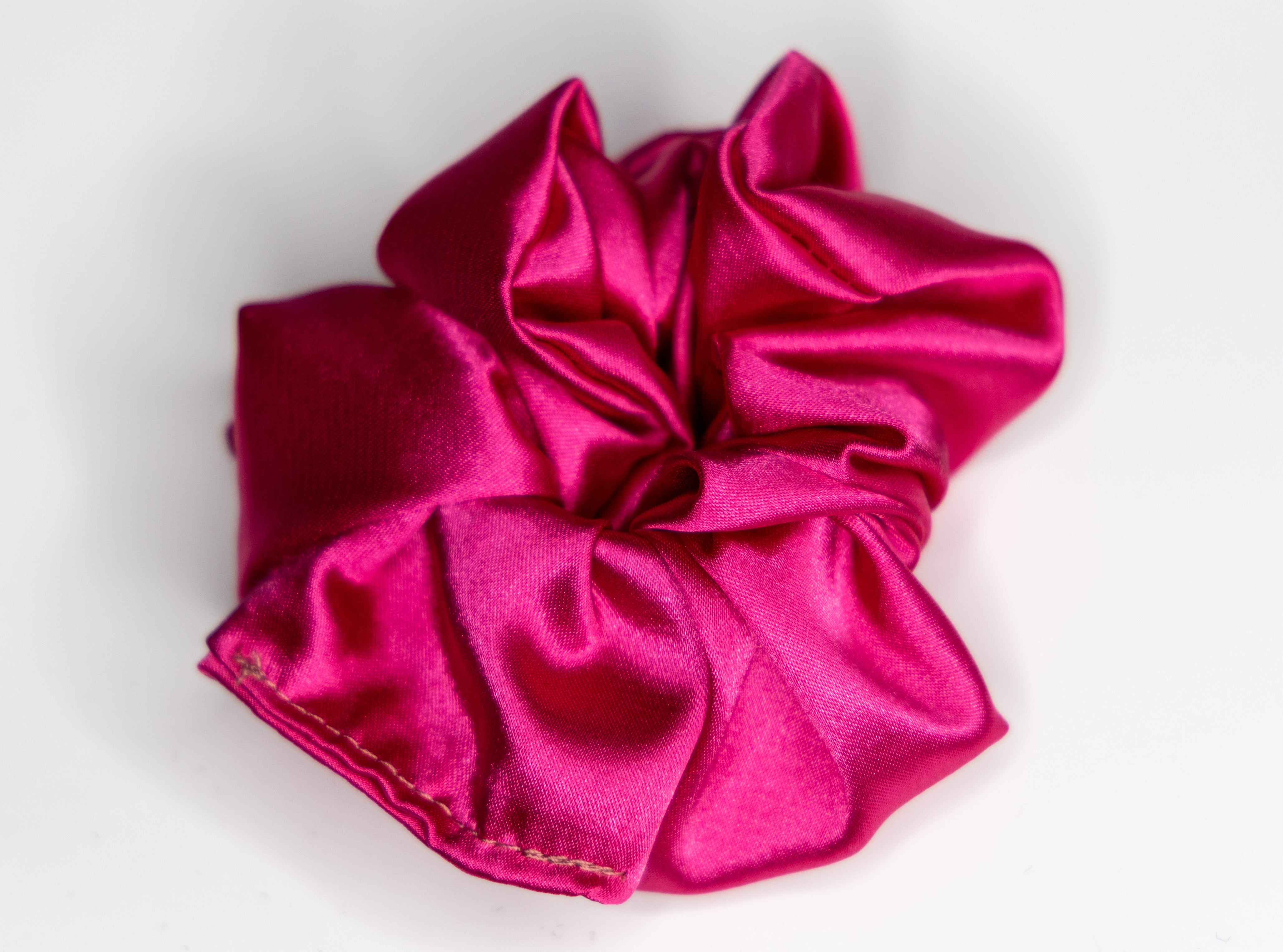 Vibrant Magenta Satin Scrunchie