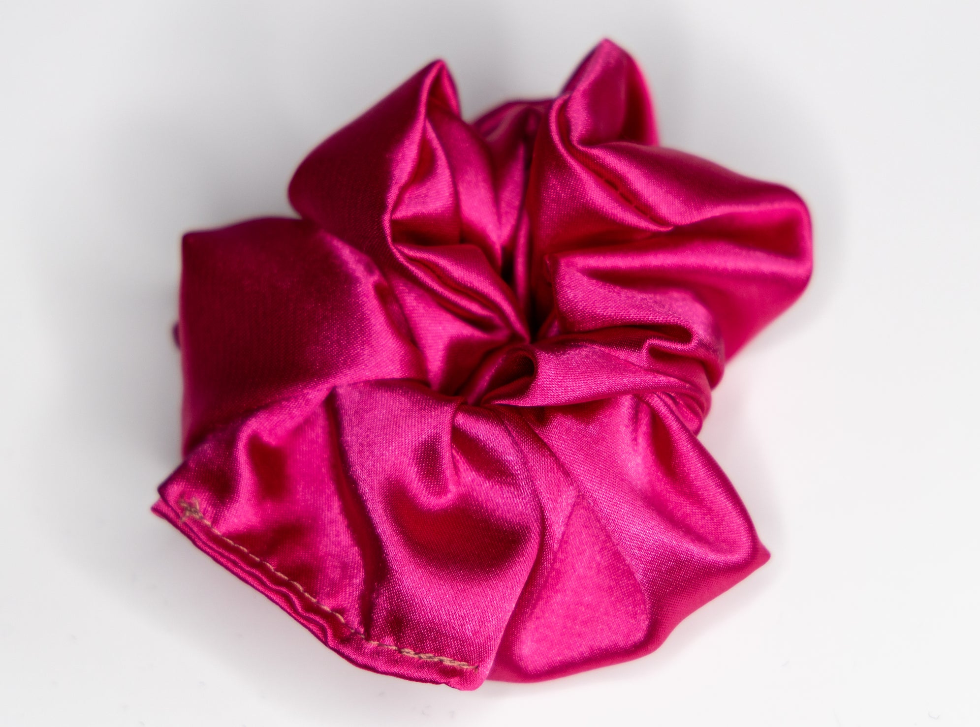 Vibrant Magenta Satin Scrunchie