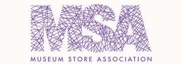 Logo of the Museum Store Association with a purple geometric design on a white background