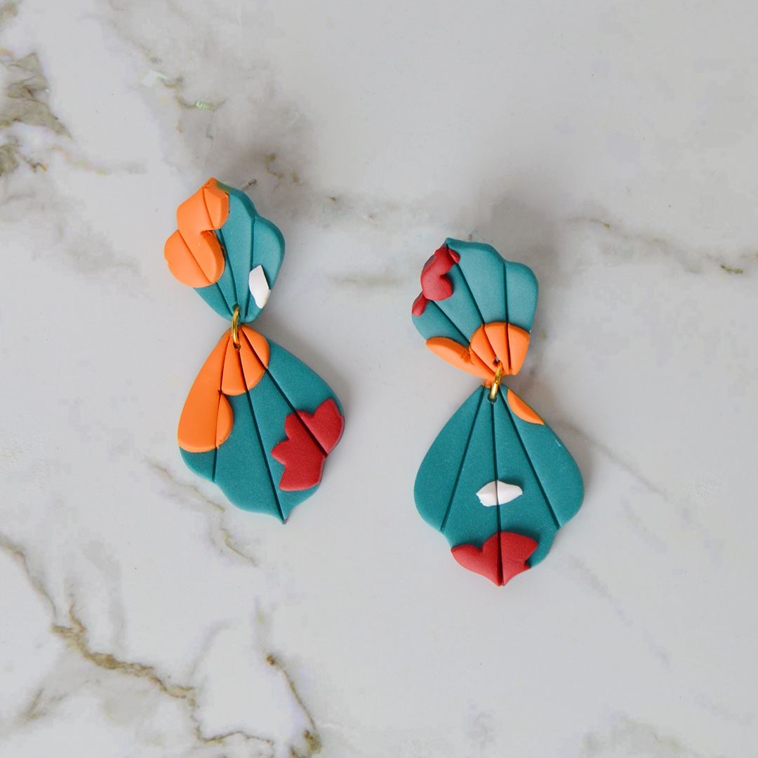 African Print Clay Earrings