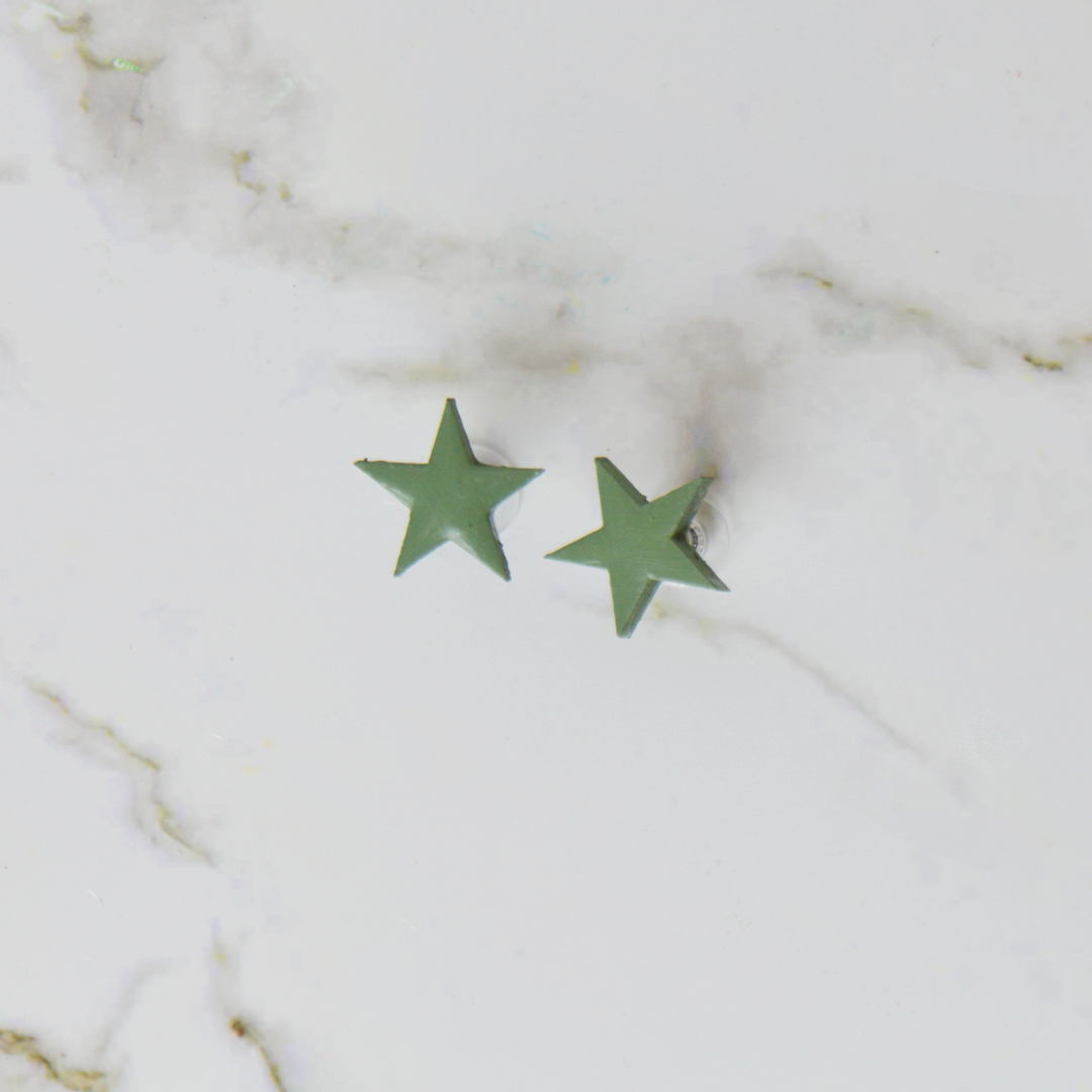 Star Stud Wood Earrings