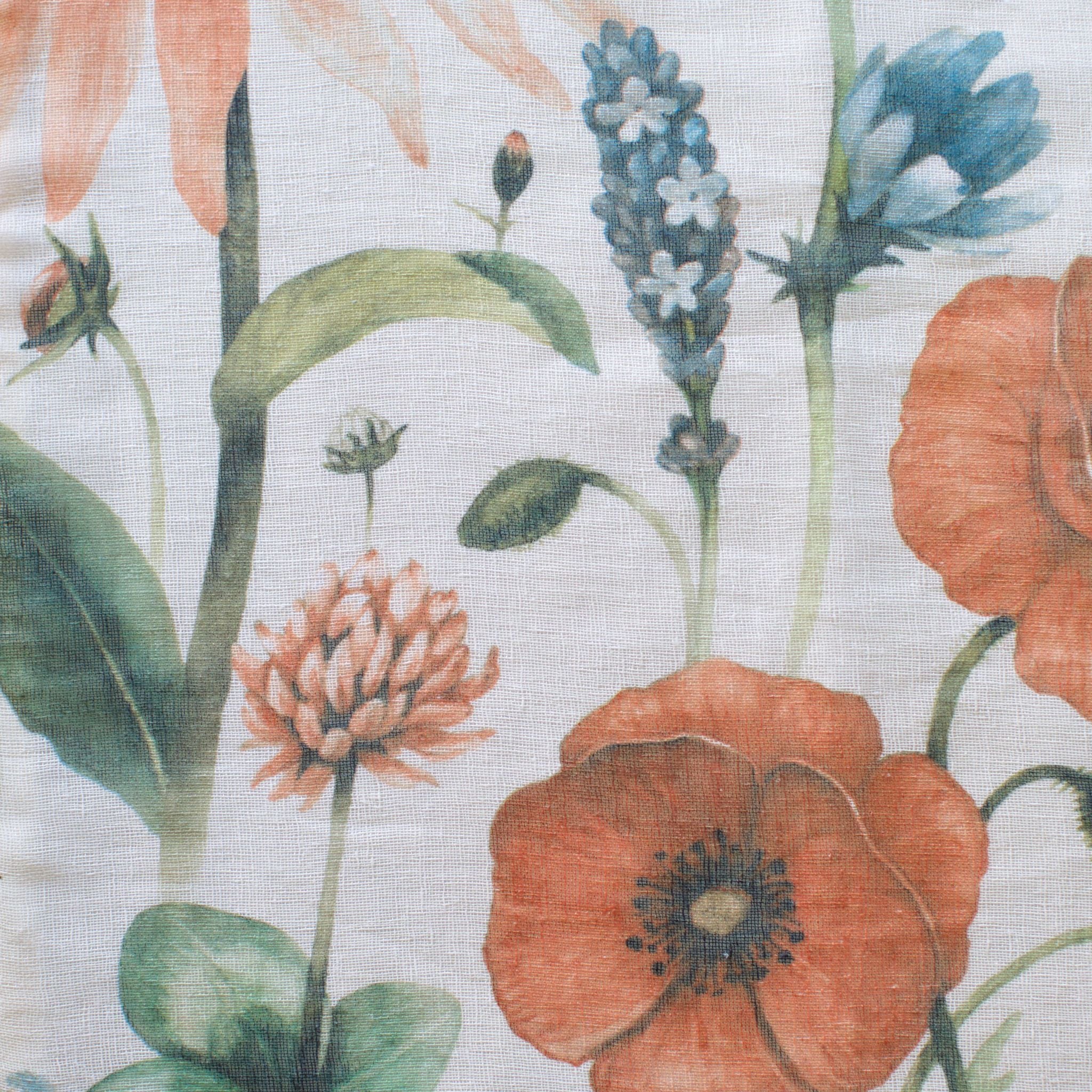 Blue and Orange Floral Decorative Pillow - SHAM ONLY