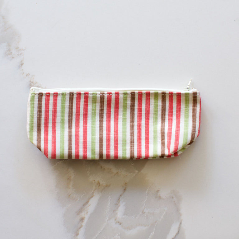 Stripe Red and Green Cosmetic Bag