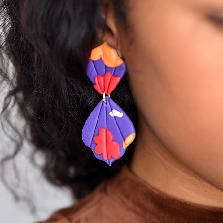 African Print Clay Earrings