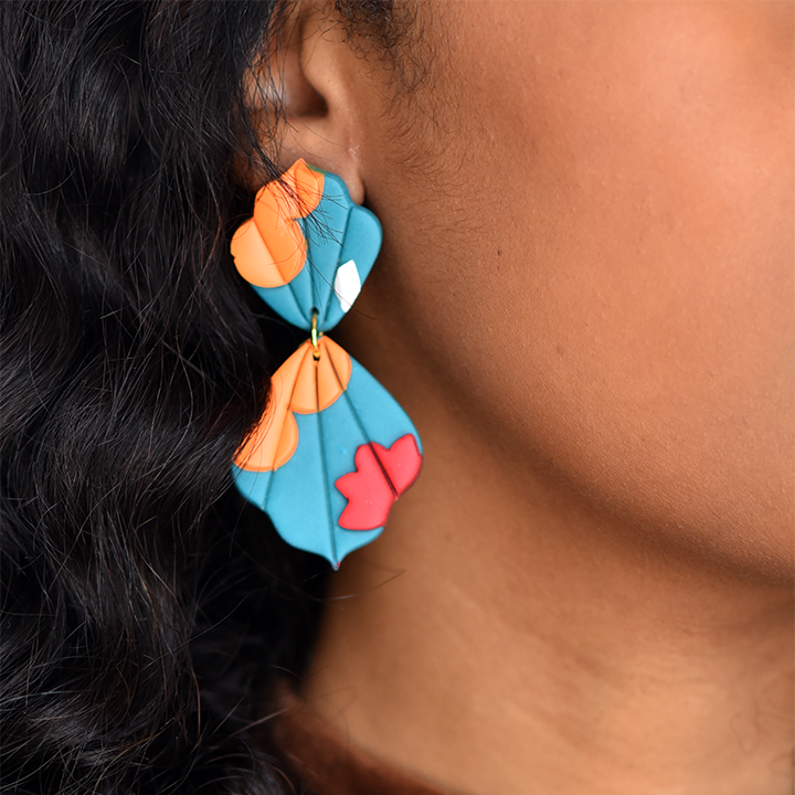 African Print Clay Earrings