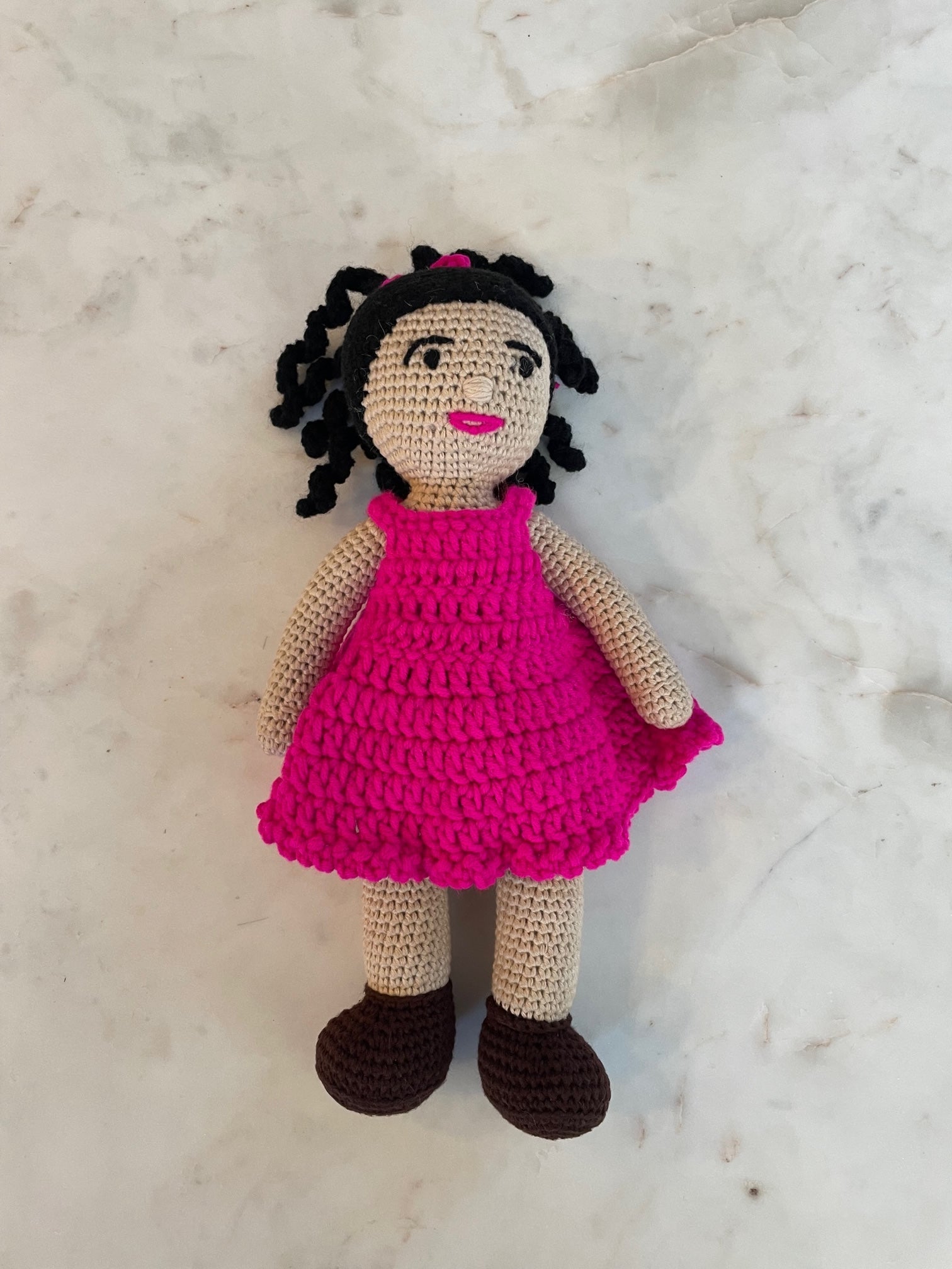 Crochet Doll Pink Dress