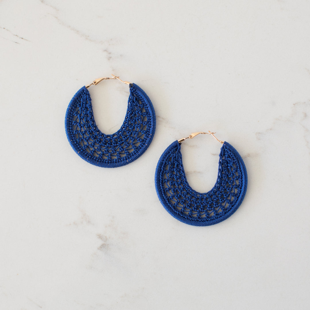 Lisa Earrings Navy Blue