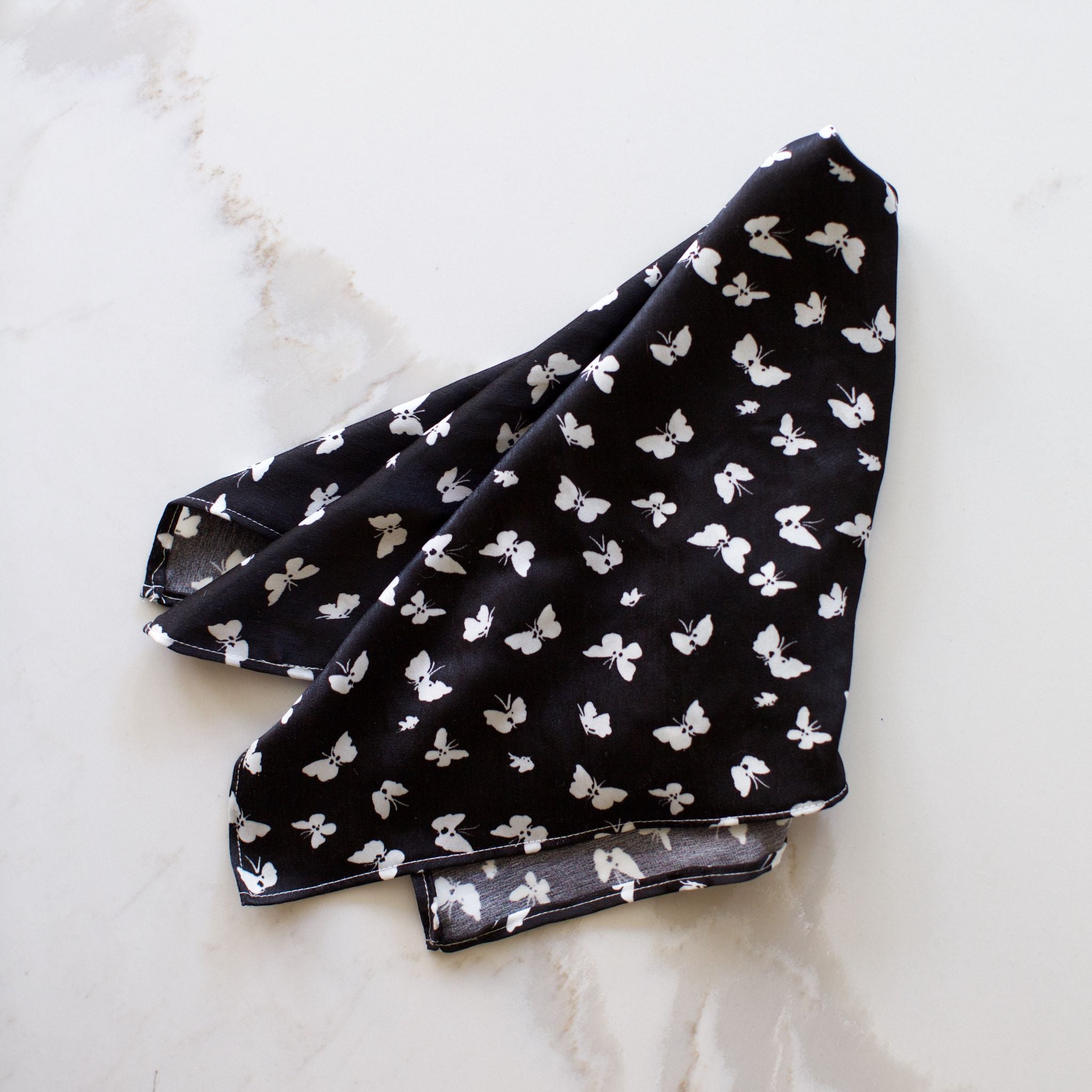 Black and White Butterflies Hair Scarf