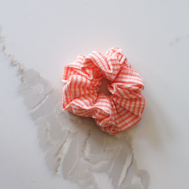 Pastel striped cheesecloth scrunchies