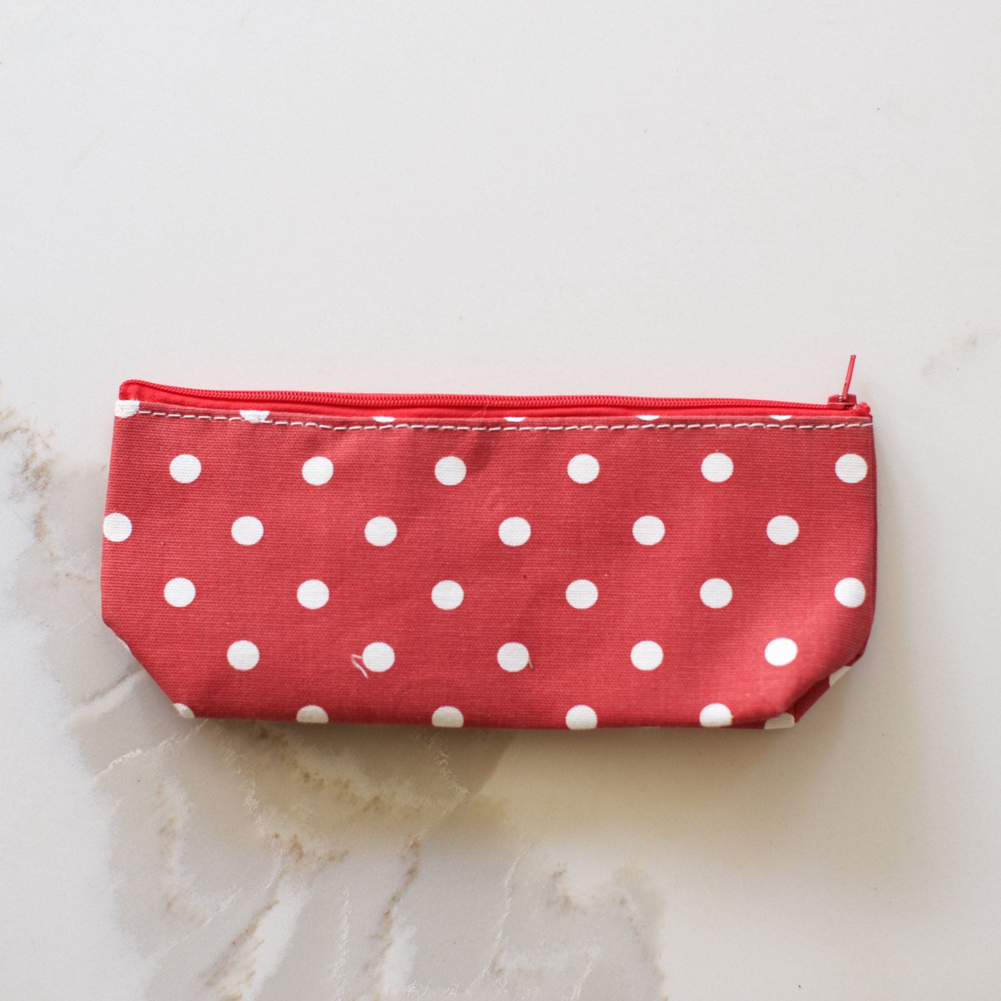Red and White Polka Dot Cosmetic Bag