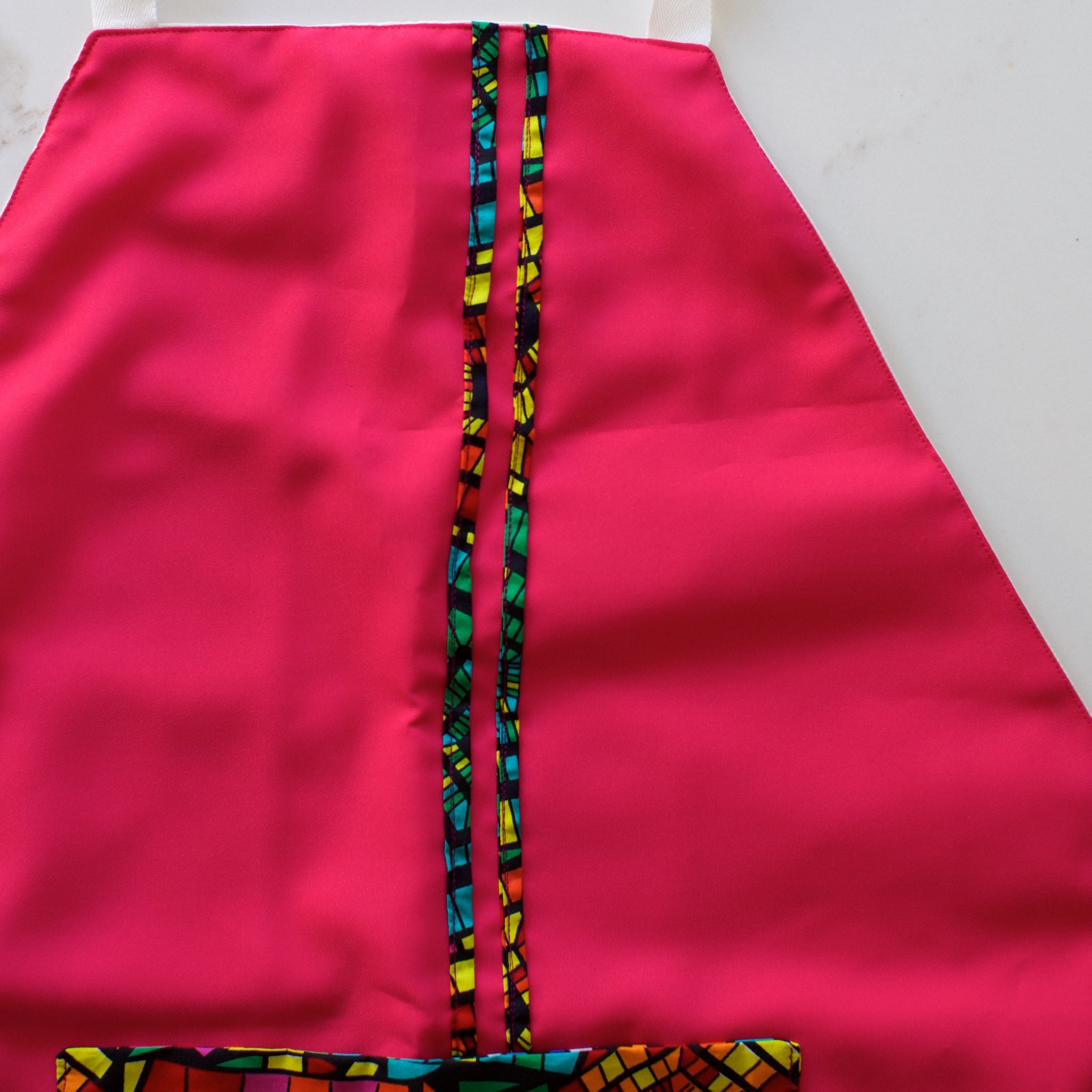 Pink and Patterned Tieback Apron